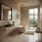 Sora Square, Travertine Wood Japandi Minimalist Pendant
