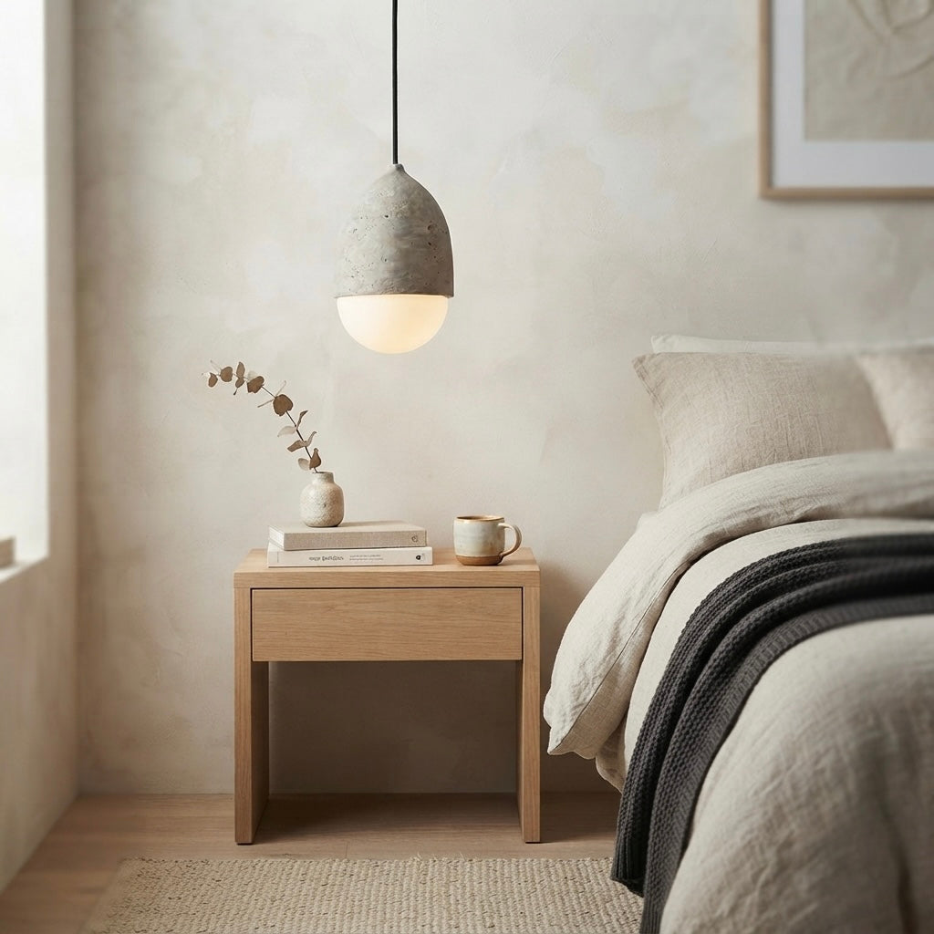 Datsuzoku Glass, Japandi, Travertine, Pendant Light, Minimalist, Organic