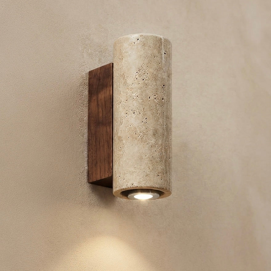 Sumi Tower, Textured, Block, Travertine, Earthy, Accent Lighting
