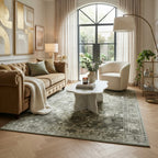 Soren Sage Medallion Distressed Traditional Persian Living Rug