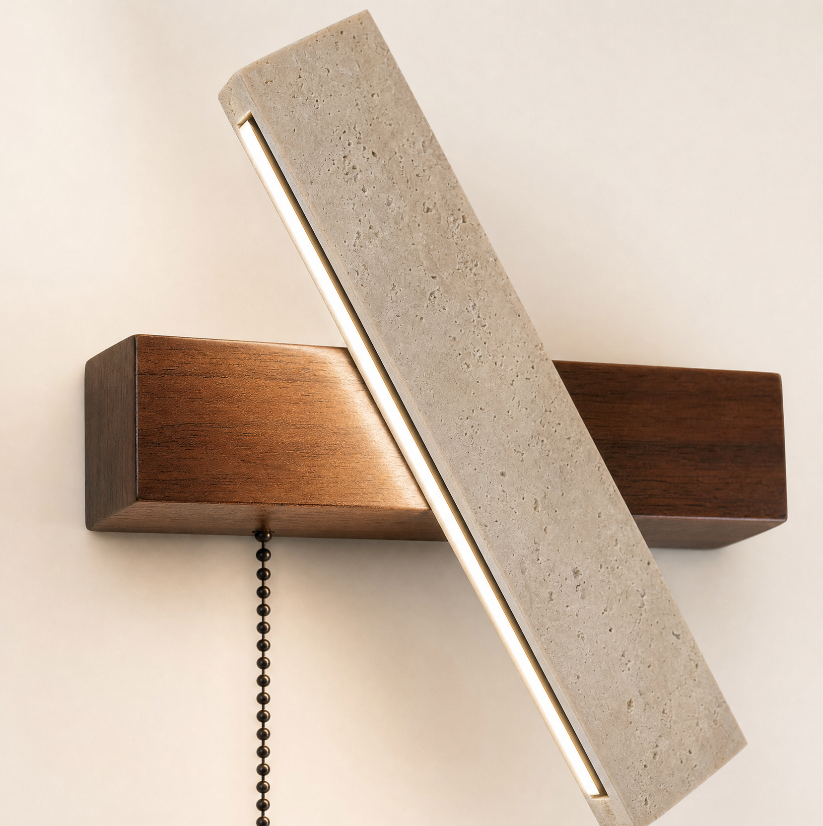 Aura Disc, Minimalist, Japandi, Travertine, Wall Sconce, LED