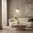 Má Arc, Architectural, Travertine, Pendant, Contemporary, Earthy