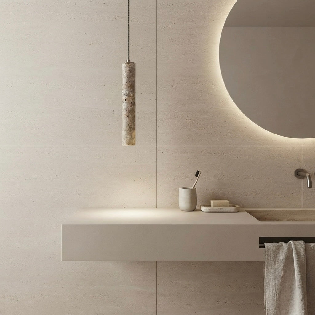 Rin Tube, Linear, Architectural, Travertine, Contemporary, Slim