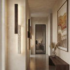 Obi Sconce, Tall, Architectural, Travertine, Slim, Contemporary