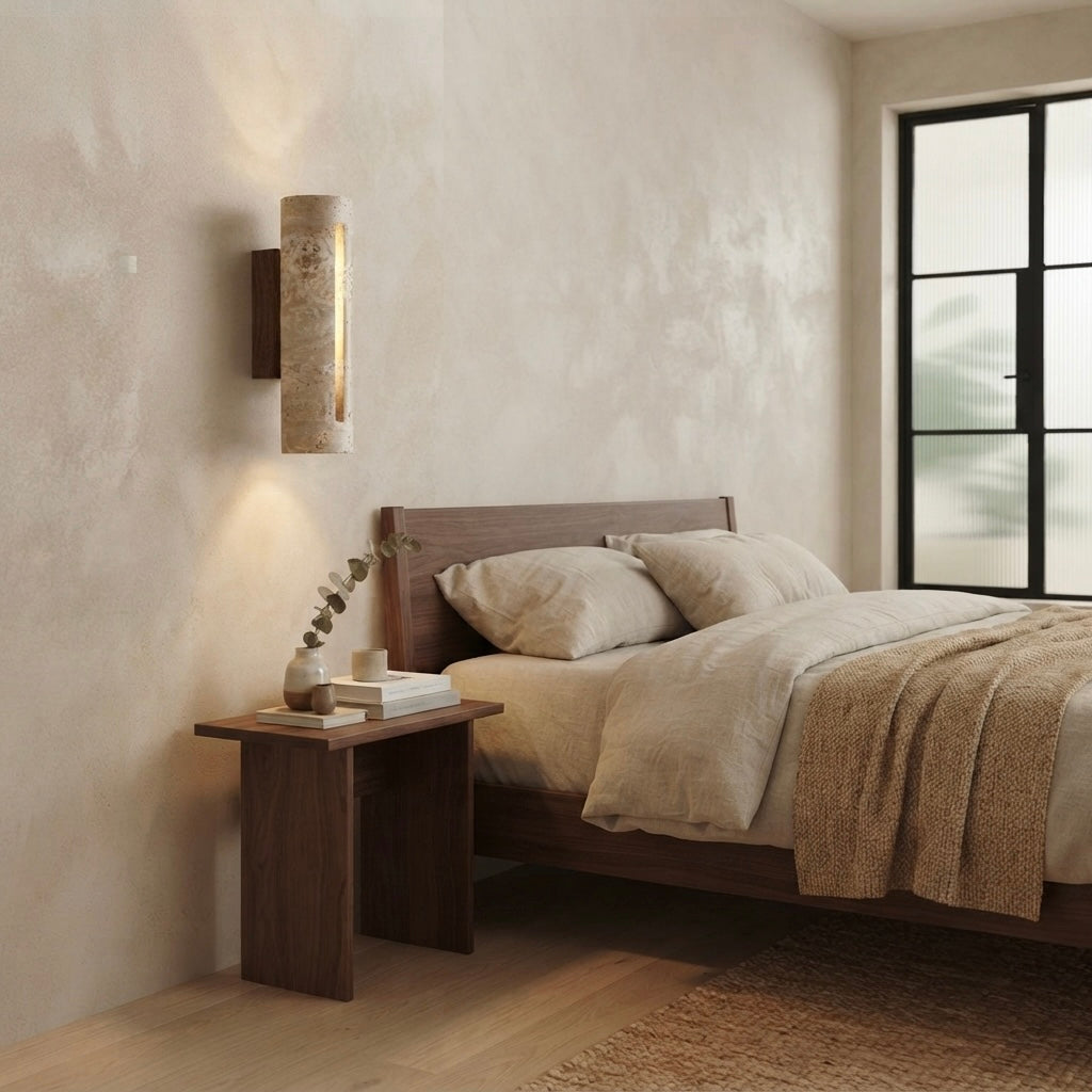 Hinokiya, Japandi, Travertine, Wall Light, Minimalist, Organic