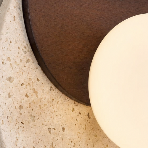 Disc Sconce, Circular Earthy Elegant Wabi-Sabi Diffused Light