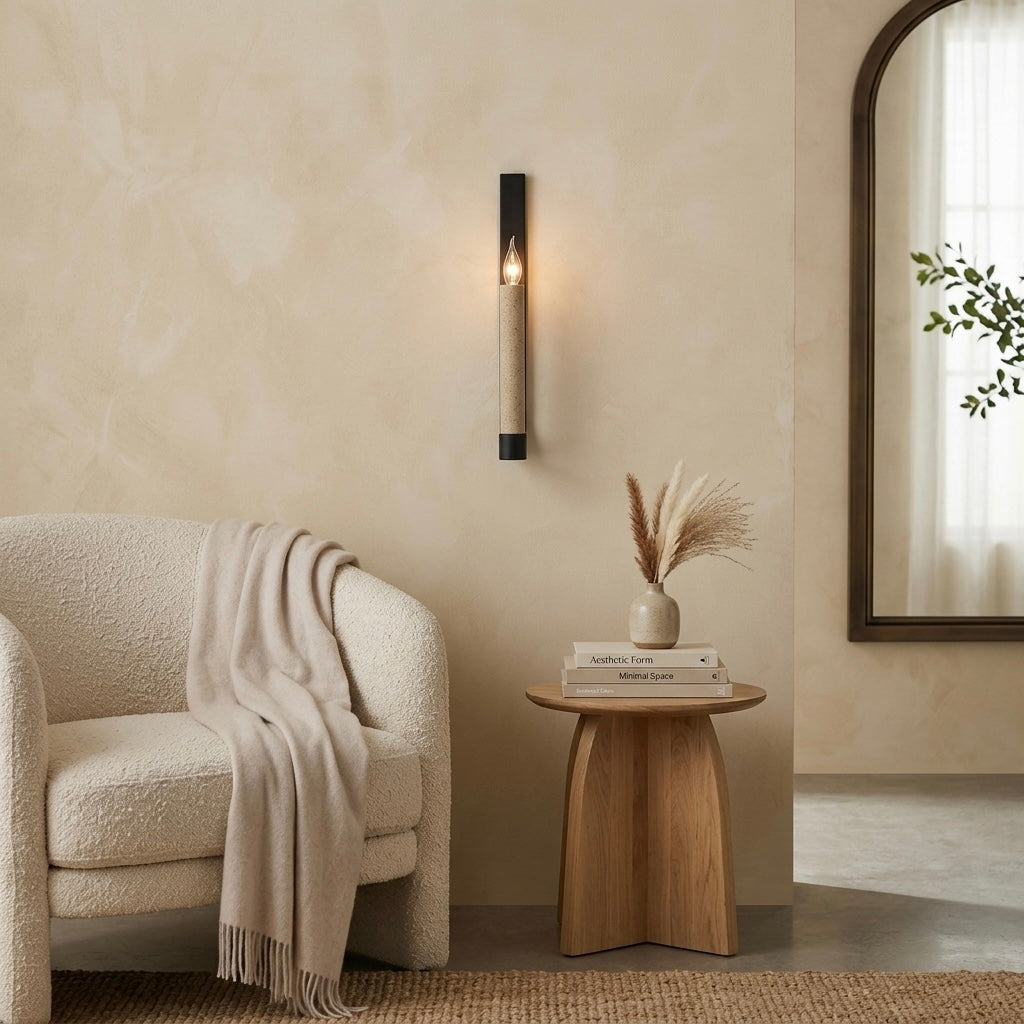 Kin, Japandi, Travertine, Wall Light, Minimalist, Organic
