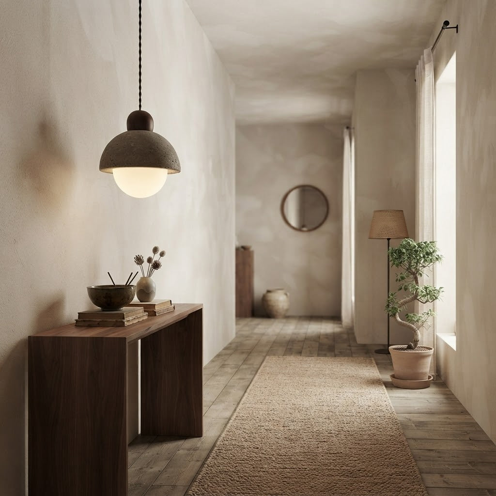 Komorebi Sphere, Japandi, Travertine, Pendant Light, Minimalist, Organic