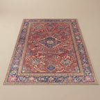 Lyra Crimson Velvet Retro Persian Soft Area Rug