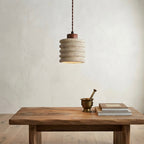 Nami Ripple, Horizontal Ridged Travertine Japandi Pendant