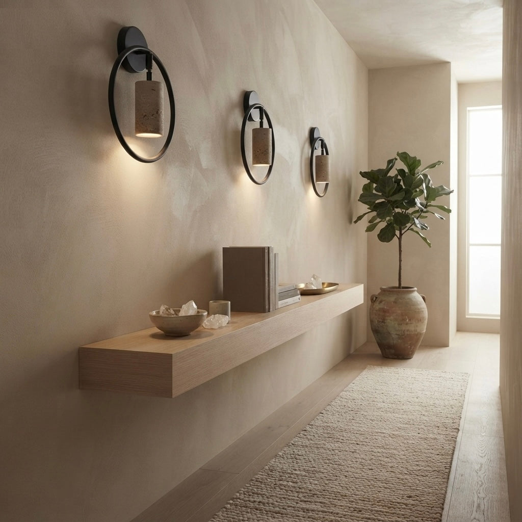 Saku, Modern, Stone, Sconce, Zen, Luxury